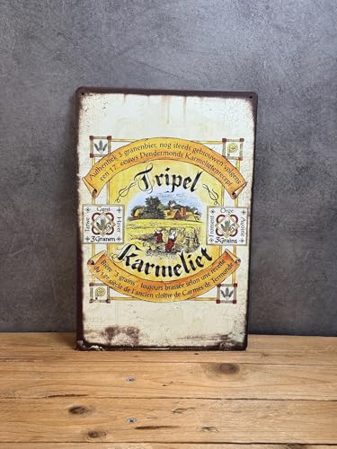 PLAK2L -Plaque Métal Vintage Décorative Triple Karmeliet - 30x20cm