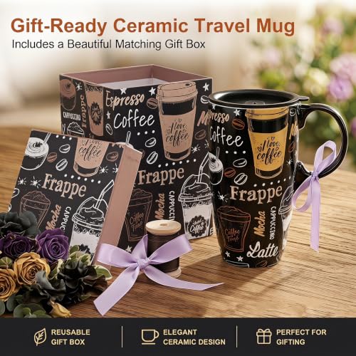Topadorn 17oz Ceramic Travel Mug with Lid, Coffee Lover Coffee Mug by Topadorn - Used condition - Image 7