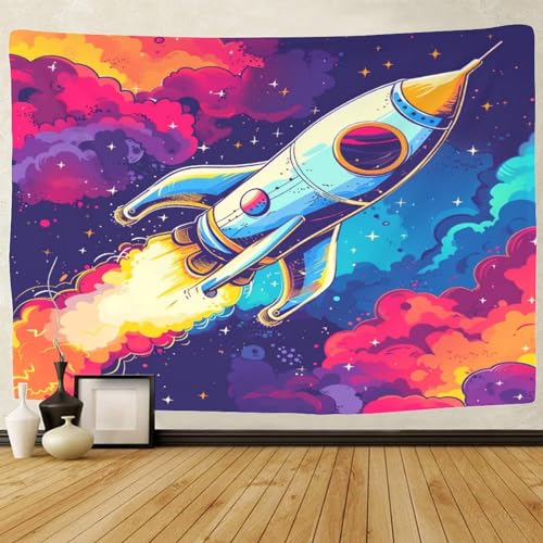 Tapiz de cohete en 3D para transformar tu dormitorio con decoración espacial 2