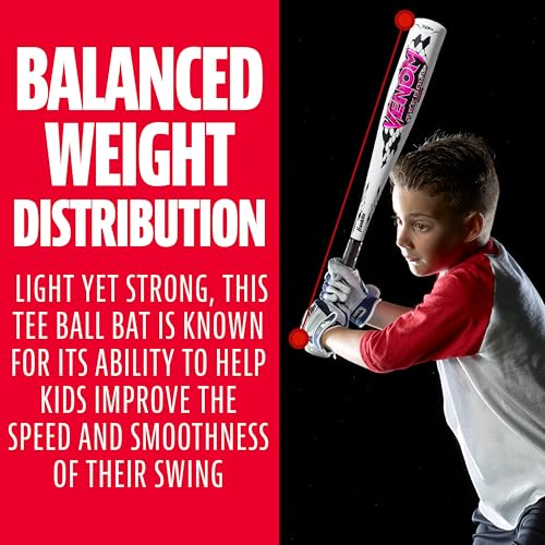 Image of Franklin Sports Venom Aluminum Official Youth Tee Ball Bat - Perfect for Soft Core Tee Balls (-10 and -11 Drop Weight)