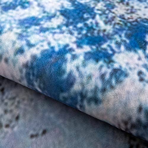 Area Rugs For Living Room, 6.5X9.8 Feet Dark Bule/Grey Modern Abstract Rug, Washable Non Slip Large Rugs For Dining Room Bedroom Kids And Pets Friendly Kitchen, Soft Contemporary Indoor Carpets #TOP6