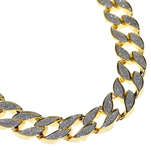 Sand Blast Cuban Link Chain Gold Tone 24