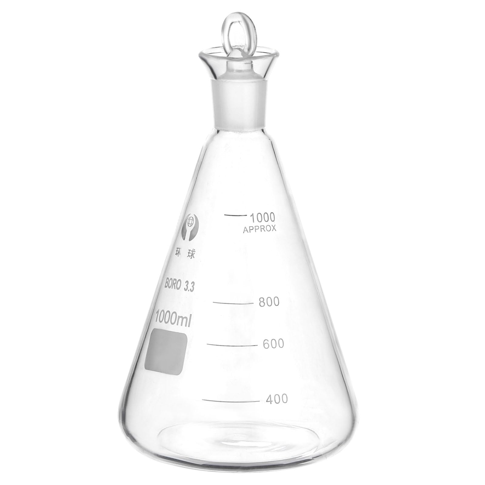 PATIKIL Erlenmeyerkolben 1000ml 33.8oz Enger Hals Messkolben Mit Glasstopfen Borosilicatglas Kolben Mit Aufgedruckter Skala Für Labor Experimente Chemie Wissenschaft