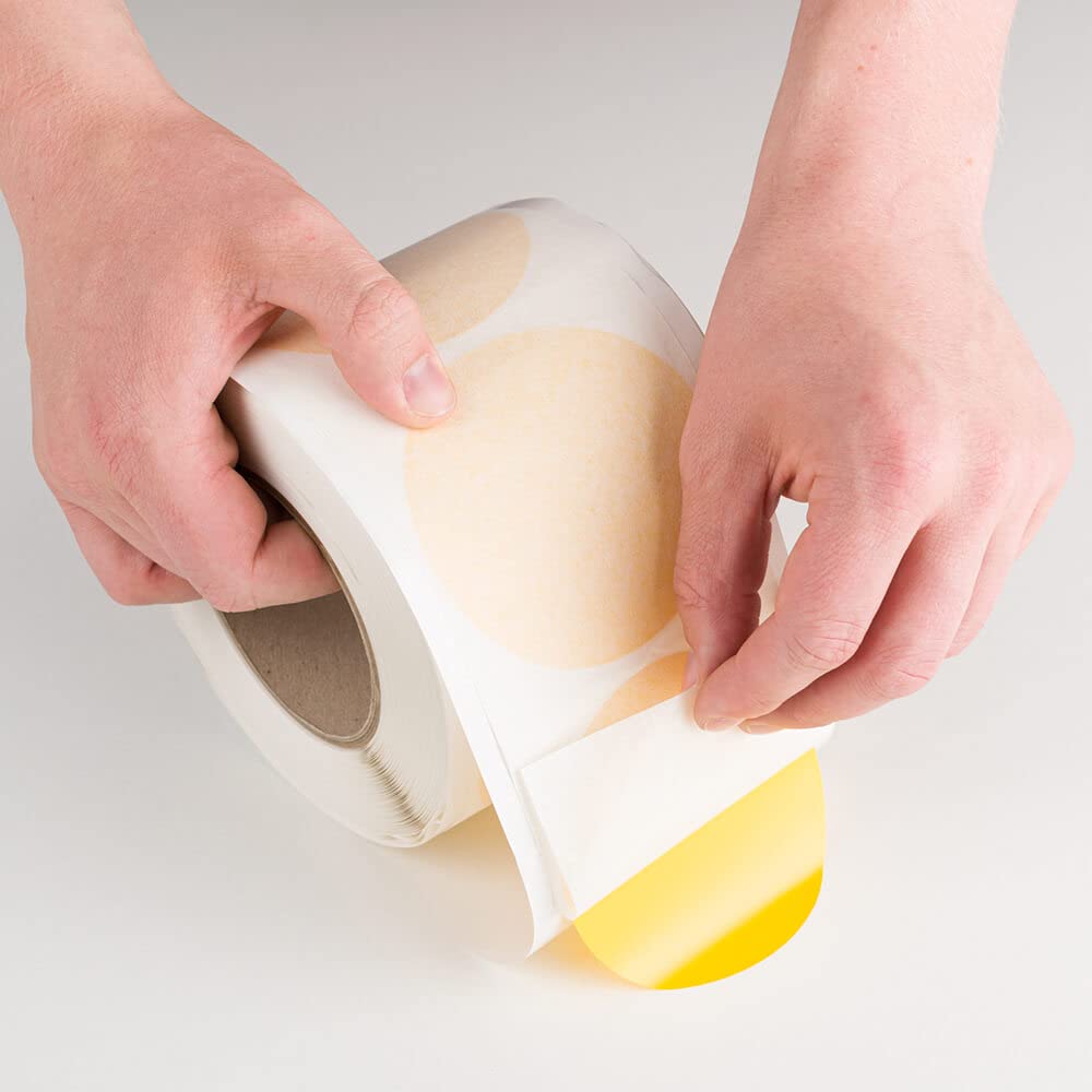 Bodenmarkierungspunkte, strapazierfähig, gelb, Ø 9 cm, 340/Rolle aus Folie, Art.-Nr. 30967 | Bodenmarkierungspunkte | Aufkleber Punkte