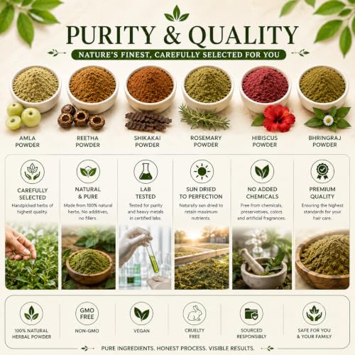 Image of Amla Reetha Shikakai Bhringraj Hibiscus Rosemary Original Powder Combo - 300g (50g x 6 Pack) | A Complete Natural Ayurvedic Powder Combo for Hair Growth, Hairfall Control & Damaged Repair