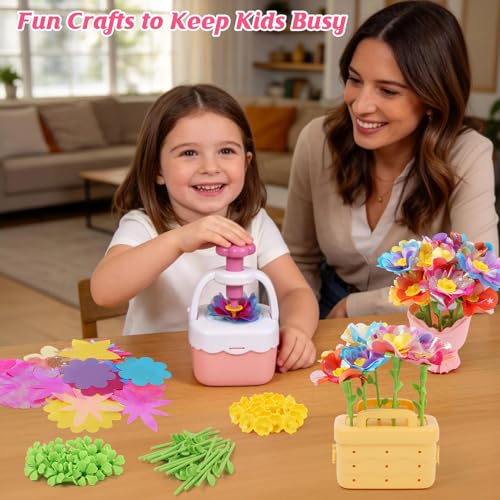 Image of IQKidz Flower Bouquets Toy for Girls, DIY Arts and Crafts Kits for Kids Ages 4-6 6-8, STEM Flower Making Set with Storage Box & Basket, Birthday Gift for Age 5-7 8-10 Years Old