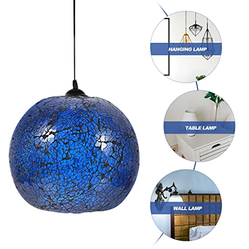 Bedside Lamp Shade 2Pcs Mosaic Glass Lamp Shade Replacement Vintage Globe Glass Lampshade E26 E27 Light Shade Cover For Bedroom Beside Table Wall Scone Decor 16Cm Small Lamp Shades #TOP3