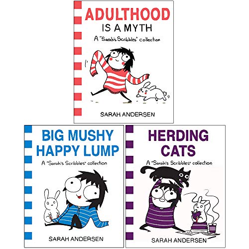 Sarah's Scribbles Collection 3 Books Set By Sarah Andersen (Adulthood Is a Myth, Big Mushy Happy Lump, Herding Cats)