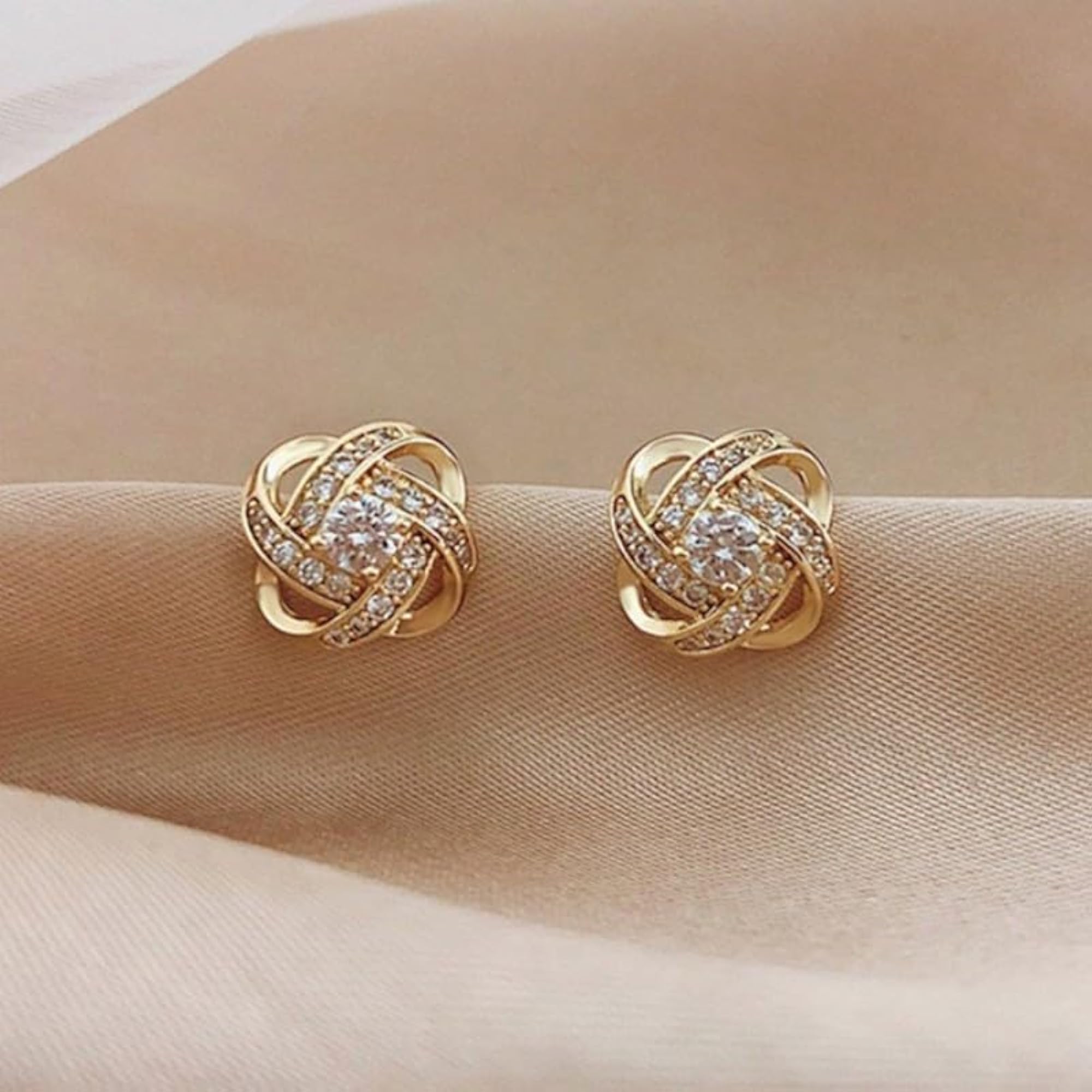 AD American Diamond Stud Earrings, Stylish for Women