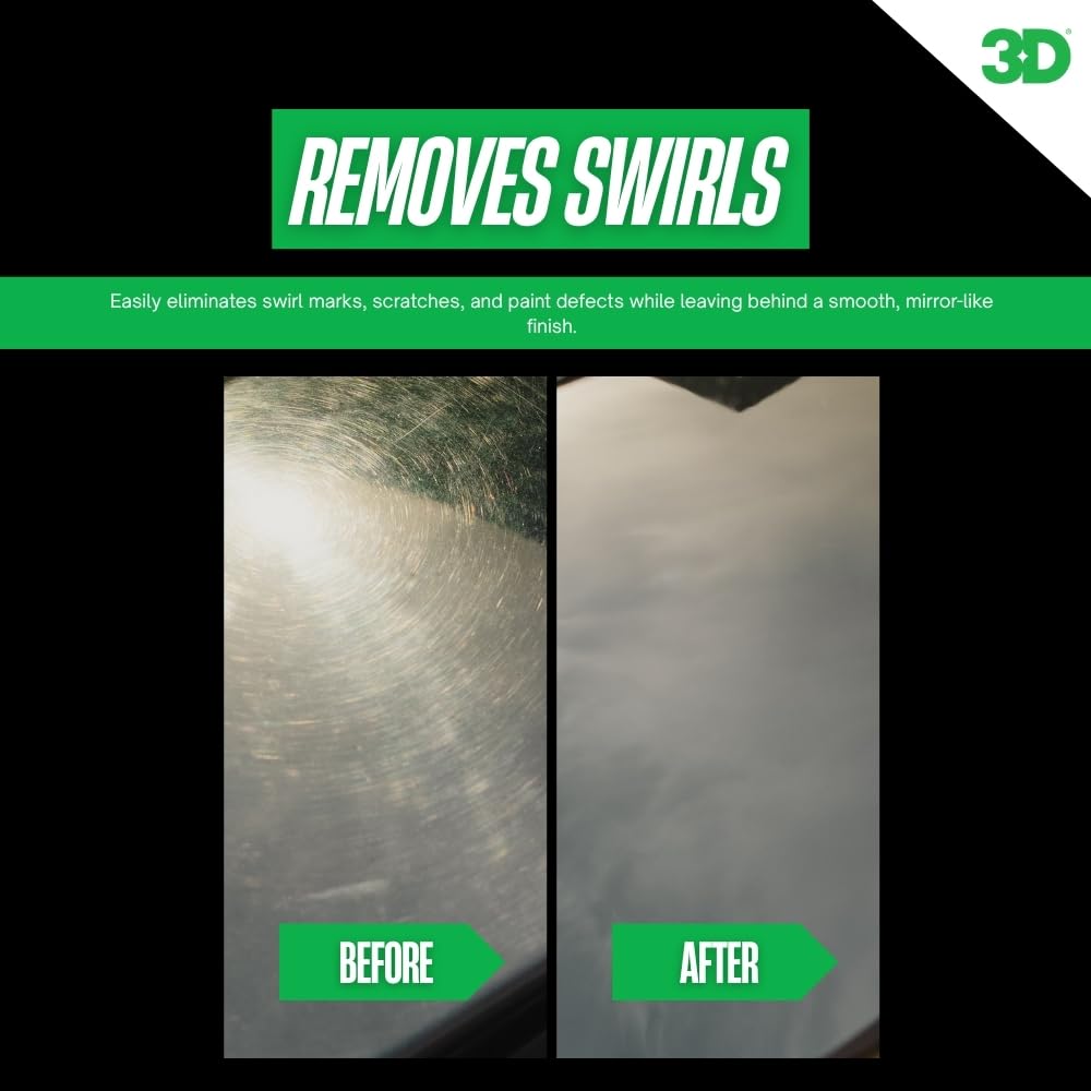 3D One Car Scratch & Swirl Remover - Rubbing Compound & Finishing Polish - Buffing Compound Swirl Remover - True Car Paint Correction 8oz.