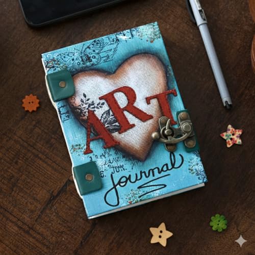 Image of Handmade Recycled Paper Journal Diary with Lock (5x7 Inches) | Artistic Hardcover Notebook | Eco-Friendly Secret Diary for Women & Men