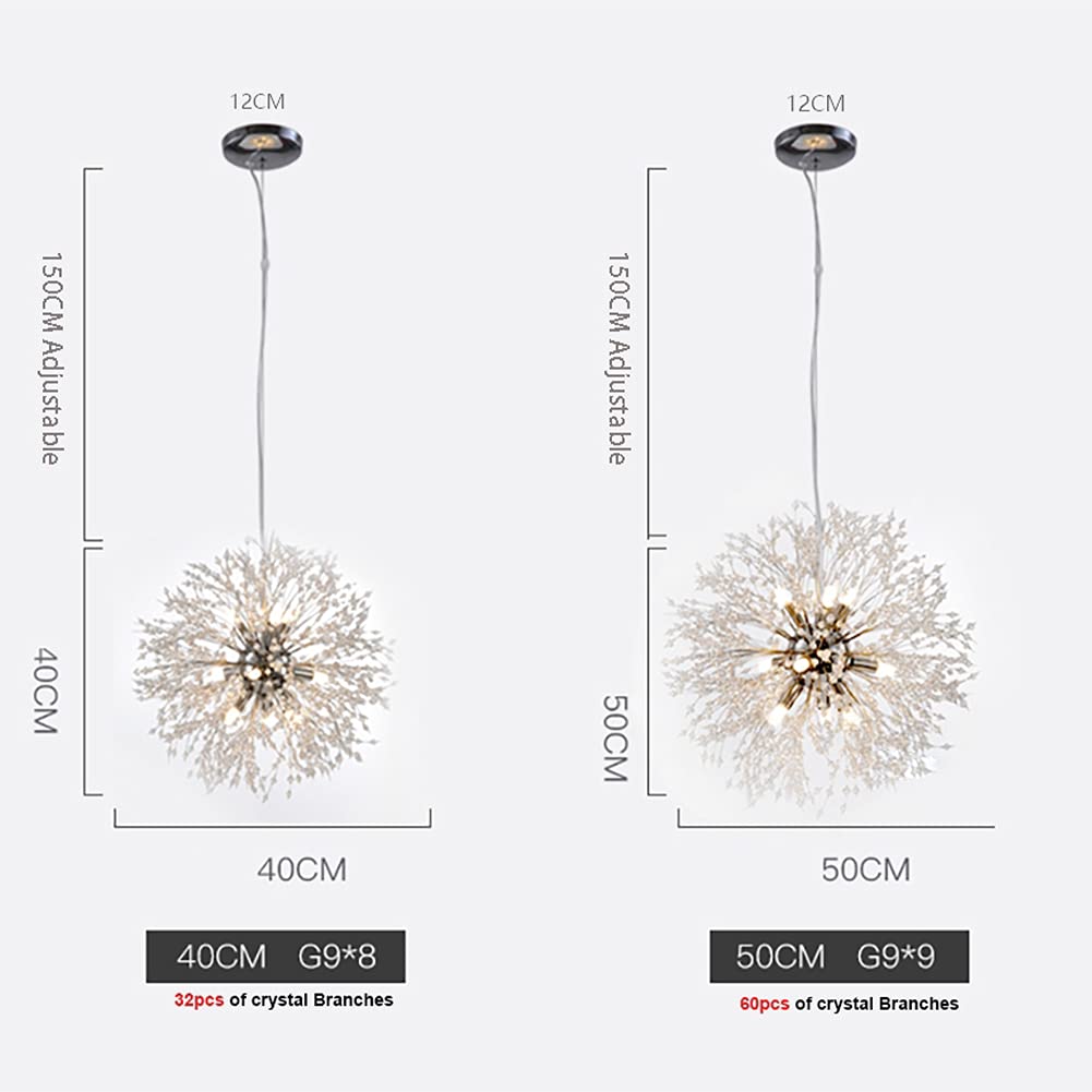 Modern Kronleuchter Kristalle, Modern Creative Feuerwerk Lampe Sputnik Hänge Leuchten, Löwenzahn Deckenlampe Höhenverstellbar, G9 Fassung Pendelleuchte für Schlafzimmer, Wohnzimmer, Esszimmer