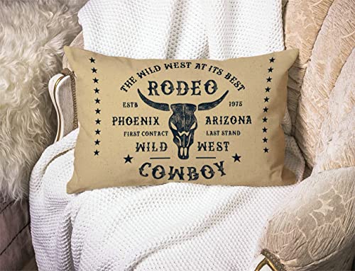 Vintage Rodeo Cowboy Cotton Linen Throw Lumbar Pillow Case Cushion Cover Home Office Decorative Rectangle 12 X 20 Inches #TOP2
