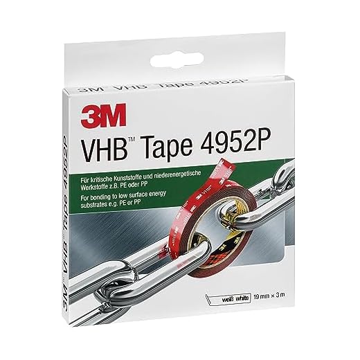 3M VHB 4952 Monteringstejp dubbelsidig – stark och hållbar anslutning av plast som polypropen, polyeten, ABS, PVC (hår), polykarbonat – 19 mm x 3 m, grå, 1,1 mm (1-pack)