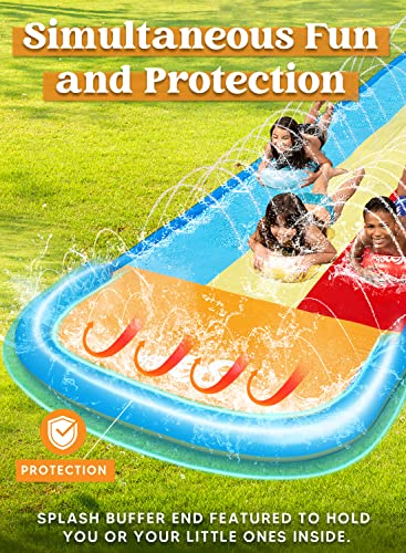 22.5Ft Sloosh Siip Slide 3 Person Deluxe Water Slides With 3 Boogie Boards Backyard Outdoor Giant Waterslide 3 Sliding Racing Lanes With Sprinklers Summer Toy 22.5Ft X 78In #TOP2