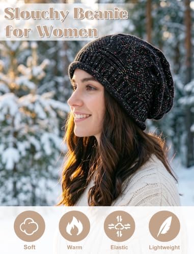 Senker Fashion 2 Pack Winter Beanie Hats for Women, Womens Slouchy Beanies — view 4