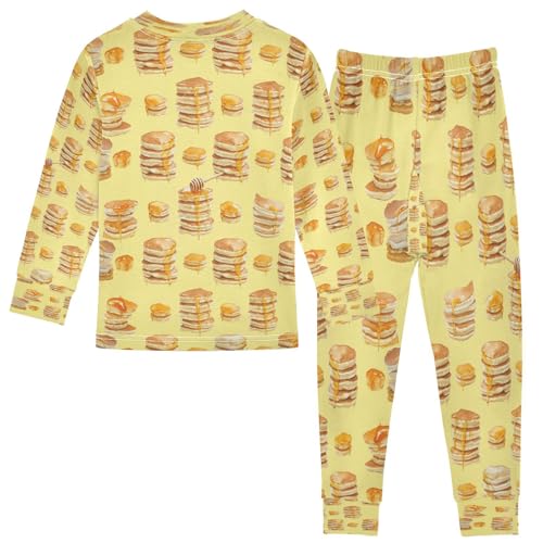 Pajama Sets Long Sleeve Food Pancakes and Honey Soft Comfy Sleepwear 2 Piece PJS 3-8T3