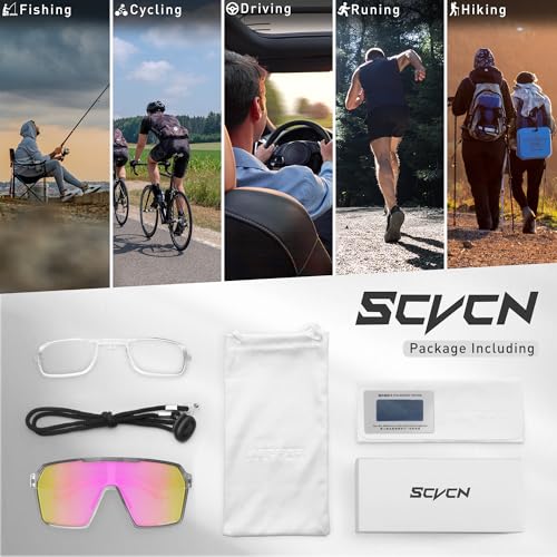 SCVCN Polarized Sports Sunglasses UV Protection for Women Men Cycling Glasses MTB Riding Goggles Bicycle Mountain Bike Glasses Baseball Running Fishing Triathlon Golf Driving Pink - image 6
