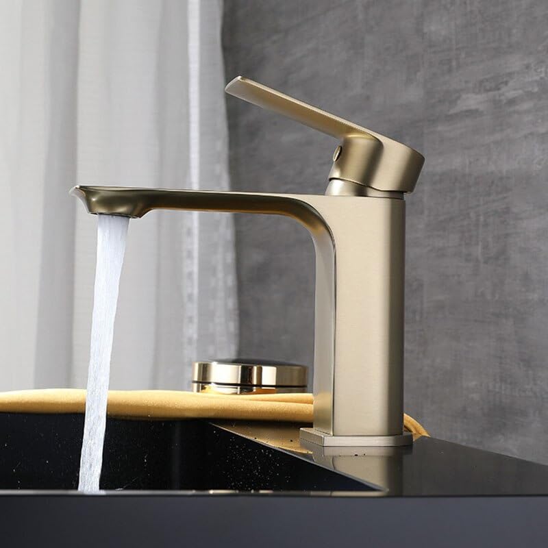 Mitigeur de lavabo anti-trace or brossé pour en finir avec la robinetterie terne