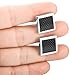 MOWOM Silver Tone Black 2PCS Rhodium Plated Carbon Fiber Cufflinks Square Shirt Wedding Business