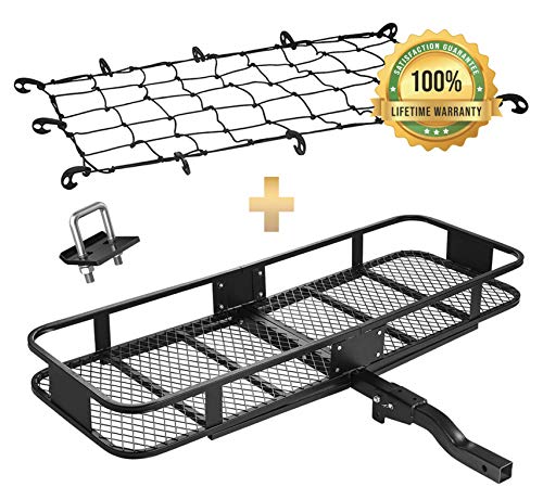Mockins Hitch Mount Cargo Carrier | The Steel Cargo Basket is 60” Long