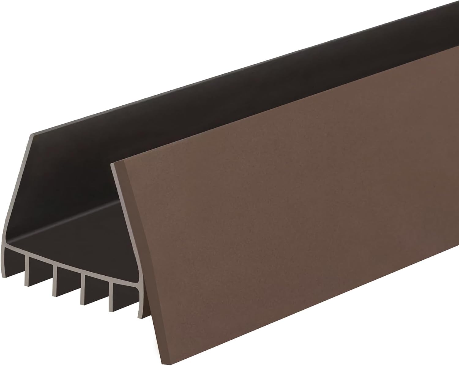 PVC Slide on Door Sweep with Foam Draft Stopper/Sweep for Doors 1" - 1 3/4" Wide - 3 FT Long (Brown)