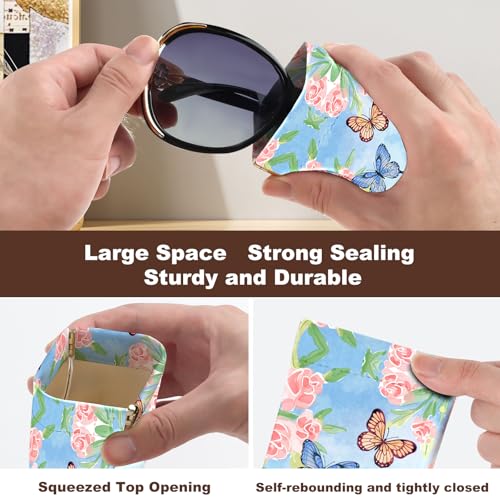Image of Anikathy 2Pcs Sunglass Eyeglass Glasses Case Soft PU Leather with Cleaning Cloth Portable Glasses Pouch Bag for Men Women