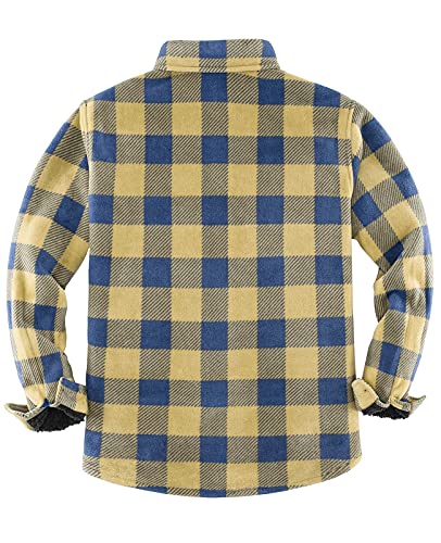 Image of Lisskolo Men's Warm Sherpa Flannel Shirt Jacket Heavy Fleece Lined Plaid Button Up Jackets