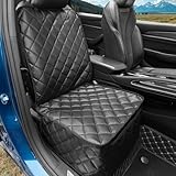 KritterKorner Car Seat Covers for Dogs–Waterproof PU Leather Car Front Seat Cover for Pets & Humans,Scratchproof Captain Seat Protector Fits for Most Cars, Trucks, SUVs，Minivans