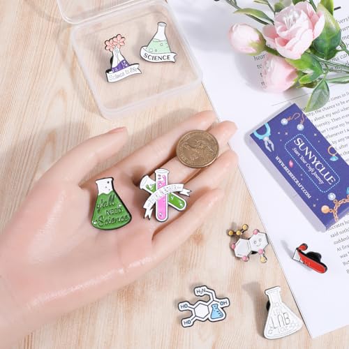 Image of SUNNYCLUE 1 Box 8Pcs Enamel Science Pins Science Lapel Pins Enamel Kawaii Brooch Cute Cartoon Back to School Lapel for Backpacks Laboratory Women Men Graduation Gift Clothes Decor
