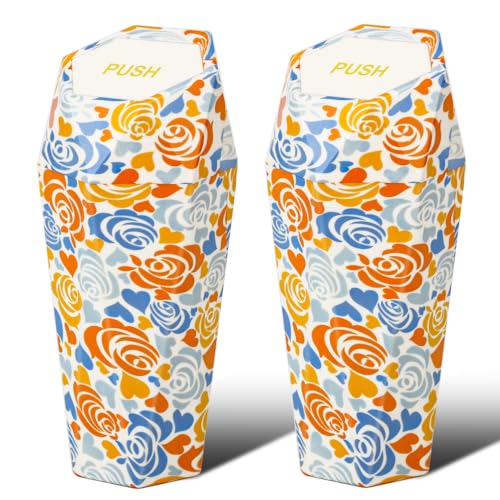 Image of SINSEN Trash Can for Car, Small Garbage Bin with Lid, Tarsh Cans for Cup Holder Home, Diamond Dustbin, Leakproof