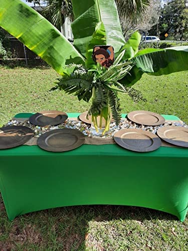 Image of FORLIFE 2Pack Spandex Table Covers,Fitted Tablecloth for Rectangular Tables, Stretch Patio Table Covers, Universal Spandex Table Cover for Wedding, Banquet, Party (6ft, Emerald)