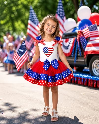 Image of Petitebella USA Heart Shirt Petal Skirt Outfit Nb-8y