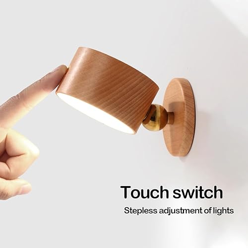 Miniatura 3 de Par de luces magnéticas de pared de noche, lámpara de lectura de noche, rotación de 360, carga USB (marrón claro)