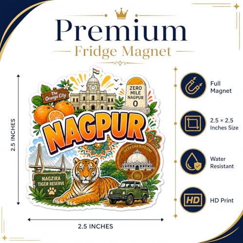 Image of Zesta Wooden Fridge Magnets Set | Refrigerator Decor Magnets for Kitchen | India Souvenir Fridge Magnet Collection | Wooden Magnet for Fridge Door Decoration (Nagpur)