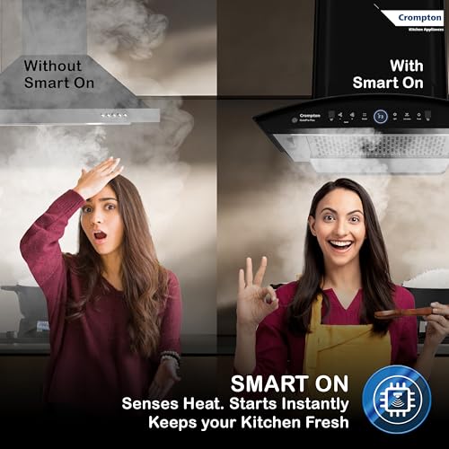 Image of Crompton QuietPro Plus BLDC 1600m3 /hr 60cm Curved Chimney| Filterless Intelligent Autoclean| Smart On| Touch+ Motion Sensor Control| 10Yrs Motor & 2Yrs Overall Warranty (CHD-QPPC60FLE-IND)