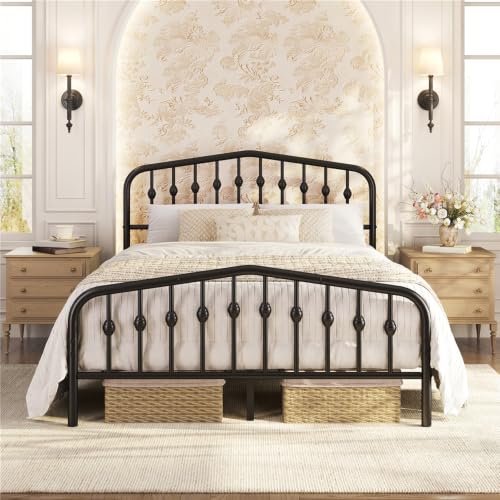 Yaheetech Queen Metal Bed Frame with Victorian Vintage...
