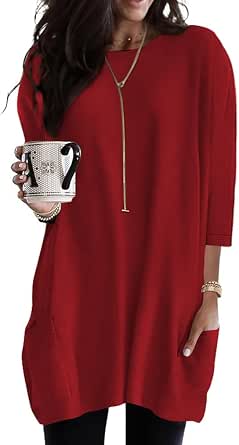 Poetsky Top Donna A Maniche 3/4 Con Scollo Girocollo E Righe Colorblock - Tunica Estiva Morbida In Misto Rayon, Vestibilità Oversize - 4