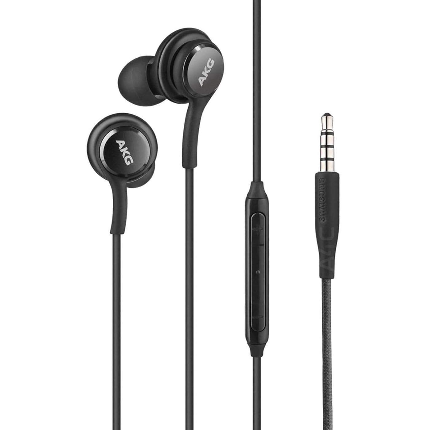 Genuine Samsung Earphones Tuned by AKG - black, Tangle Free Fabric Cable, Clear & Balanced Audio Tuned By AKG, In-Line Controls, EO-IG955