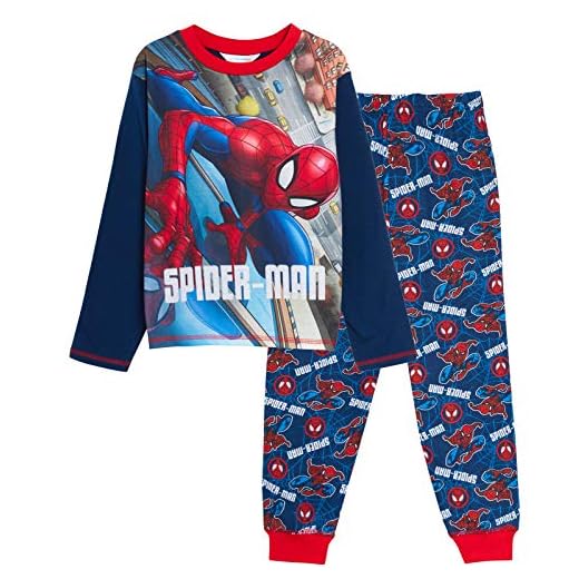 Marvel Conjunto de pijama de hombre araña para niños Vengadores de longitud completa de pijama con puños, azul marino, 3-4 Years