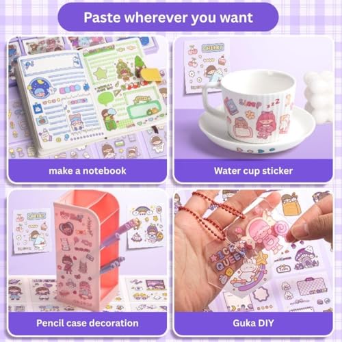 Image of FAMOUS QUALITY Long Box Stickers-200 Sheets Kawaii Aesthetic Stickers for Scrapbooking, Journaling, DIY Crafts & Gifts-Cute Girls Travel-Themed Paper Stickers for Kids,Teens & Stationery Lovers