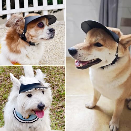 NAMSAN Small Dog Sun Visor Hat with Ear Holes, Adjustable Dog Baseball Cap for Small Dogs, Summer Beach Visor Hats for Dogs Like Westie Corgi French Bulldog, Black — view 2