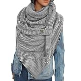 OZZlOR Damen Schal Dreieck Schal Shawl Groß Elegant wickelschal damen mit knopf Lässig Herbst Winter Schal Halstücher Poncho Weicher Schal(B#Grau,One Size)