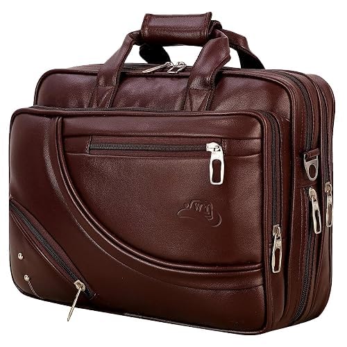 Leather World Vegan Leather 15.6 Inch Laptop Office Briefcase Messenger Bag Satchel for Men and Women, with Adjustable Strap and Expandable Bottom