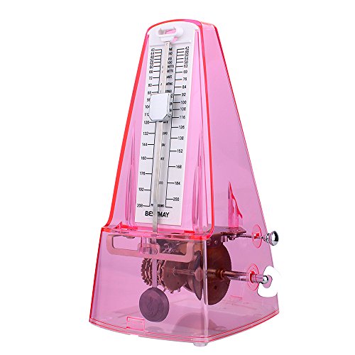 Métronome mécanique avec clic audible rythme réglable rose transparent cloche