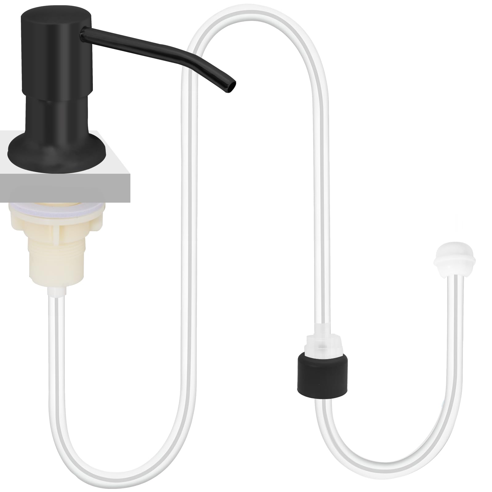 Distributeur de savon vaisselle évier de cuisine encastrable acier inox 304 noir