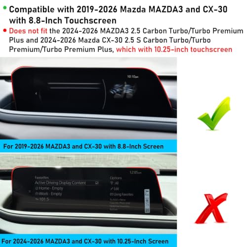 TTCR-II Compatible with MAZDA3 Screen Protector Matte 2019-2024 2025 2026 and for Mazda CX-30 Screen Protector 2020-2024 2025 2026, for Mazda 3 and CX-30 Anti-Glare Touchscreen Film 8.8 Inch