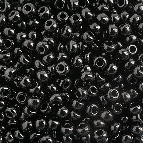 John Bead Czech Glass Seed Beads 8/0 Opaque Black 22Grams for Jewelry Bracelets Necklaces Earrings DIY Arts Crafts Making