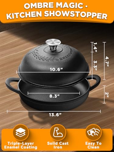 Image of Dutch Oven Bread Baking Pot with Lid 6QT Enameled Cast Iron Oven, Matte Black Design & Sourdough Kit (Silicone Sling) for Artisan Bread Making