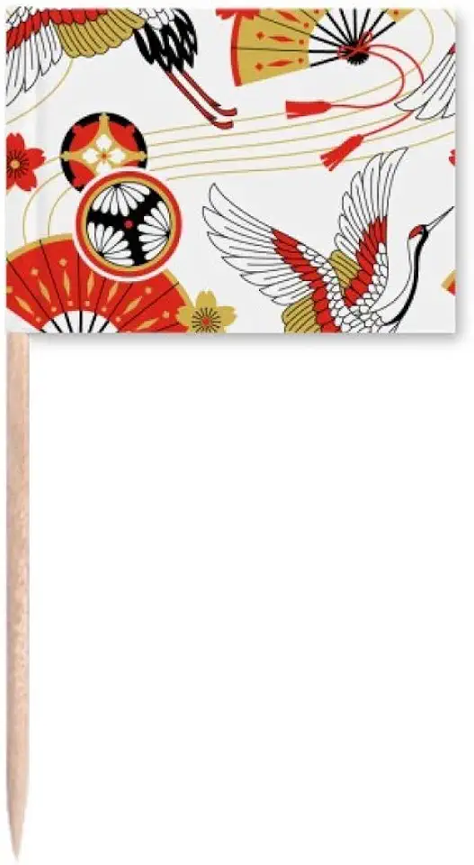 Ventilador dobrável de guindaste Sakura padrão palito bandeiras marcador decoração de festa